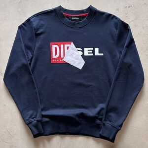 diesel navy crewneck sweatshirt